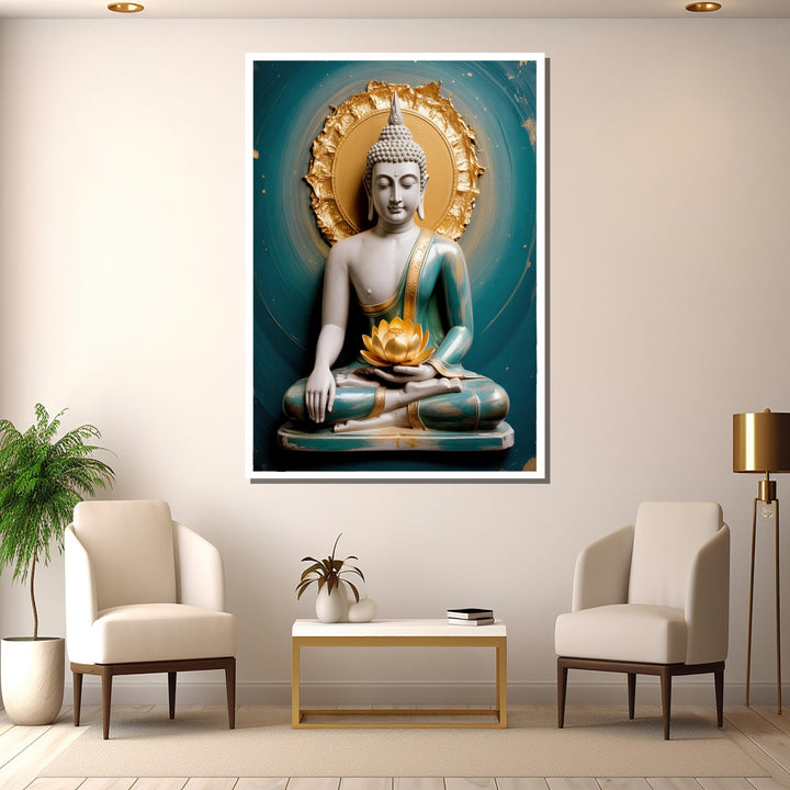 Front-facing Buddha silhouette canvas for serene spiritual decor