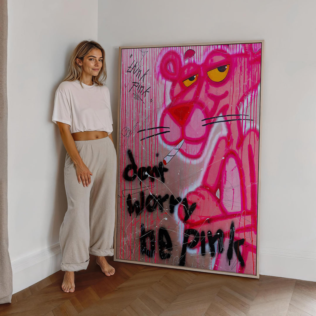 Urban art inspired composition featuring Pink Panther