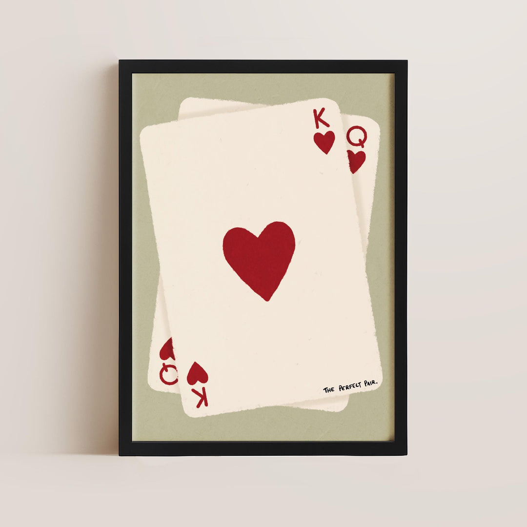 Queen of Hearts playing cards wall art for a romantic bedroom