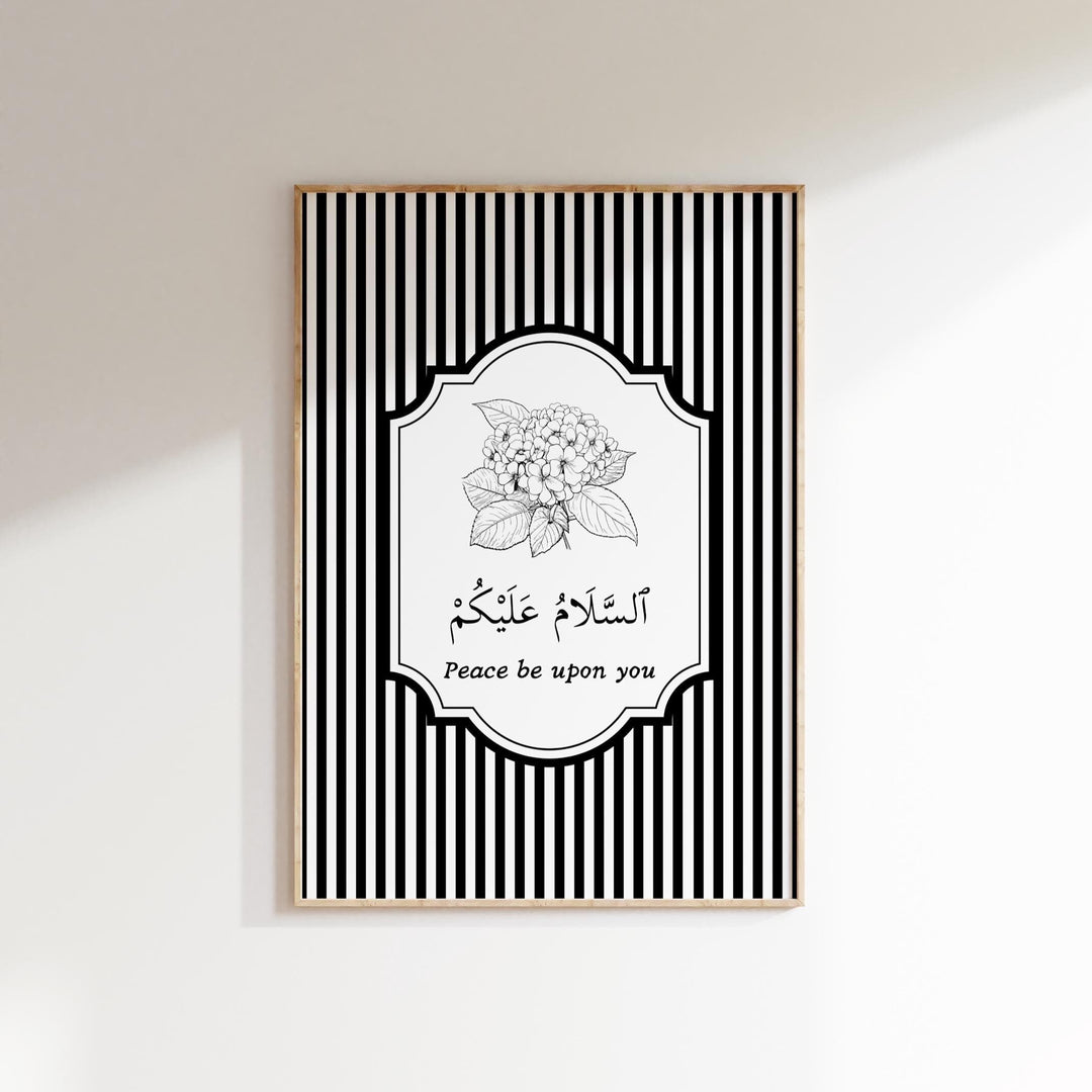 Muslim home decor poster displaying Peace Be Upon You in Arabic script