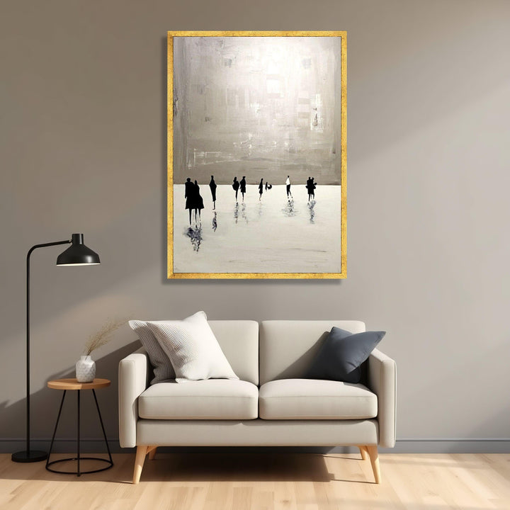 Black and white silhouette abstract canvas art for modern living rooms