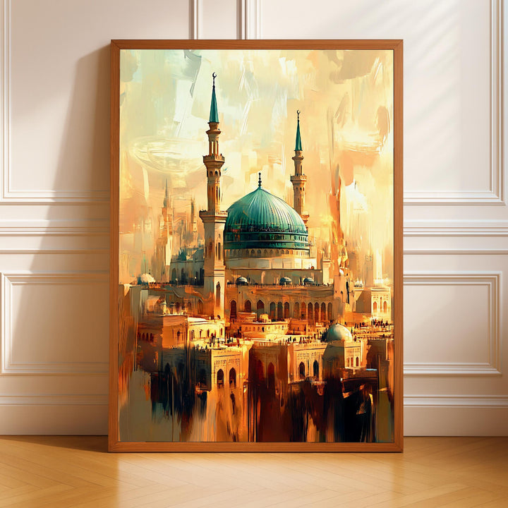 Al Masjid an Nabawi oil painting on canvas featuring Mecca Mosque