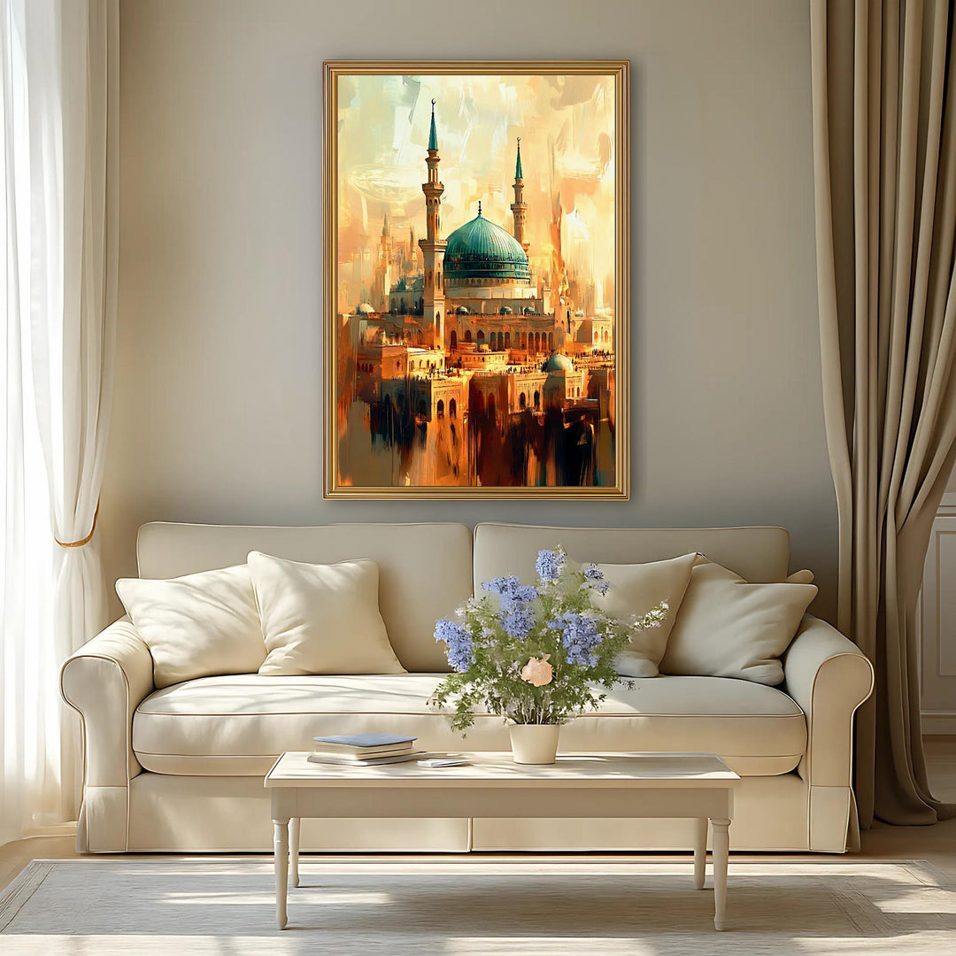Abstract Islamic art inspired Mecca Mosque on canvas