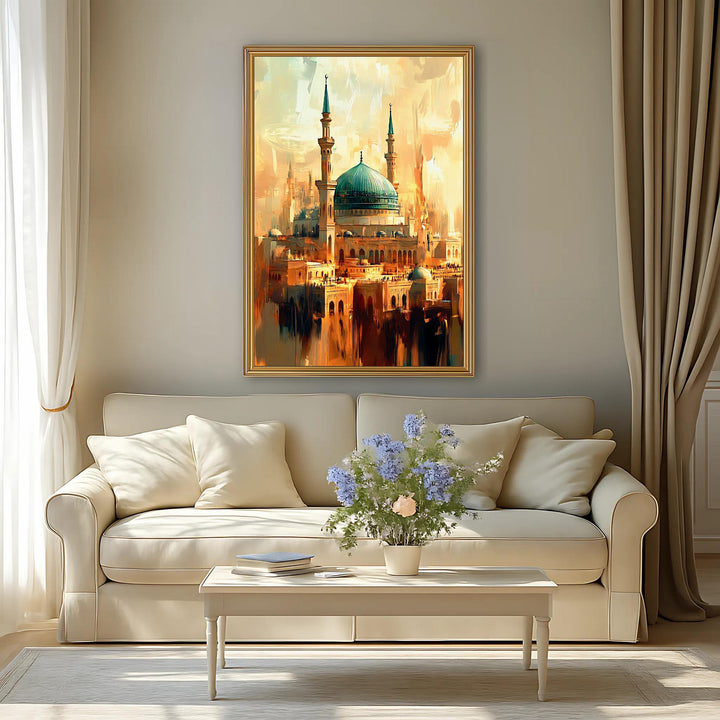 Abstract Islamic art inspired Mecca Mosque on canvas