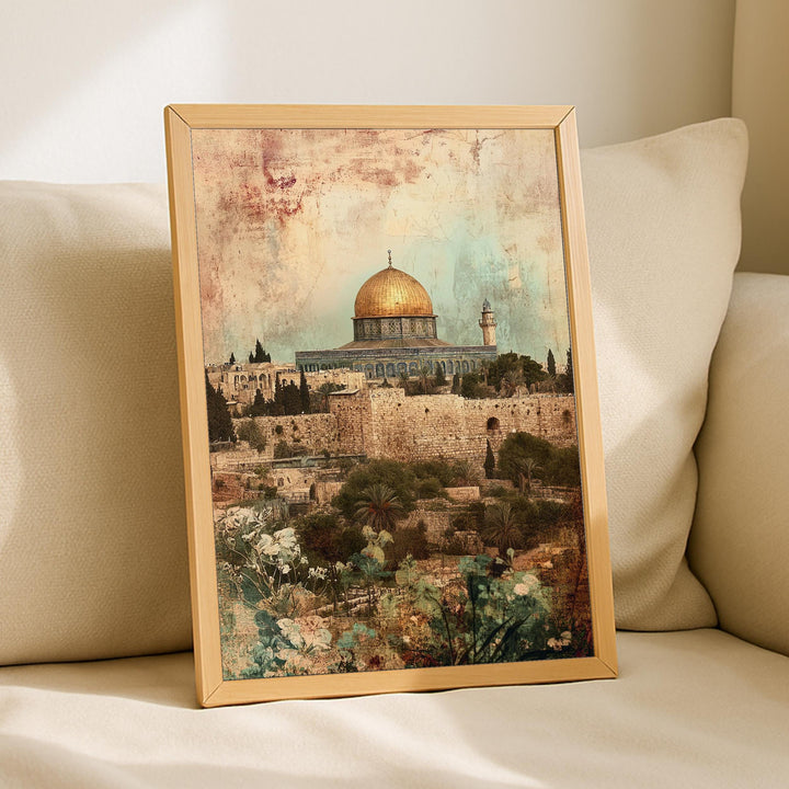 Warm-toned Jerusalem landmarks wall art for gallery walls