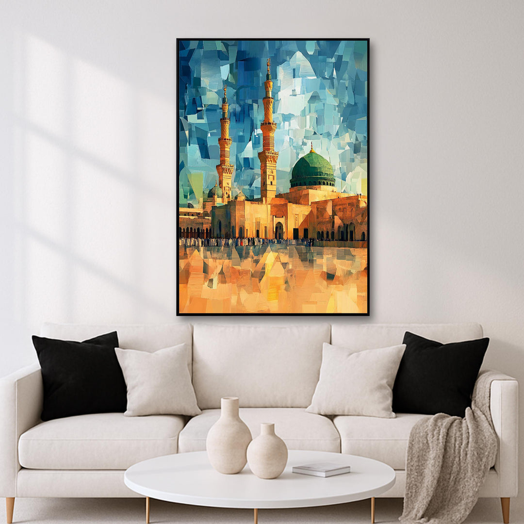 Abstract Islamic geometric design wall art inspired by Medina mosque on canvas