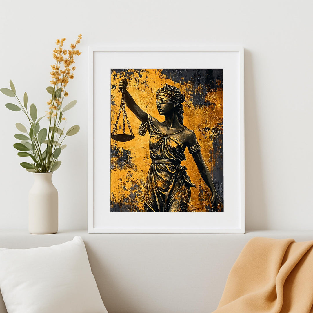 Legal decor artwork with bold contrasts and impasto finish