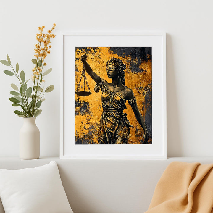 Legal decor artwork with bold contrasts and impasto finish
