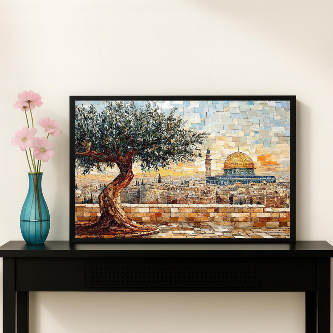 Earth-toned geometric Islamic shapes in wall art