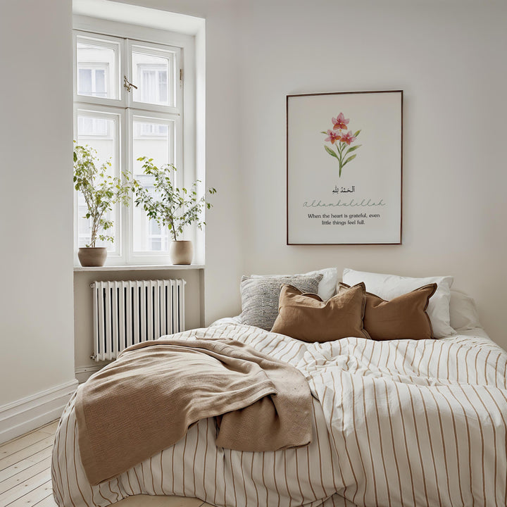 Inspirational Islamic poster with floral arrangement and balanced composition