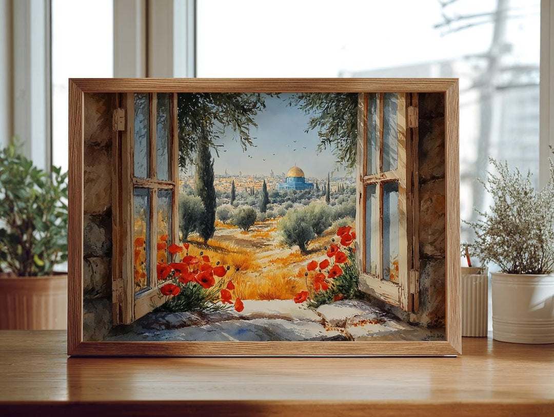 Jerusalem Dome of the Rock themed wall art print on canvas