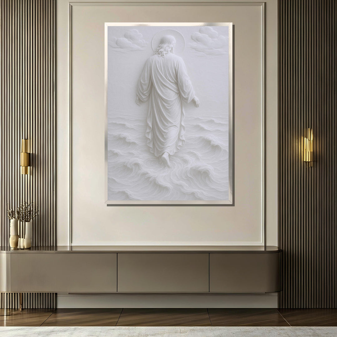 Jesus walking on water canvas wall art - gallery-ready display on wall