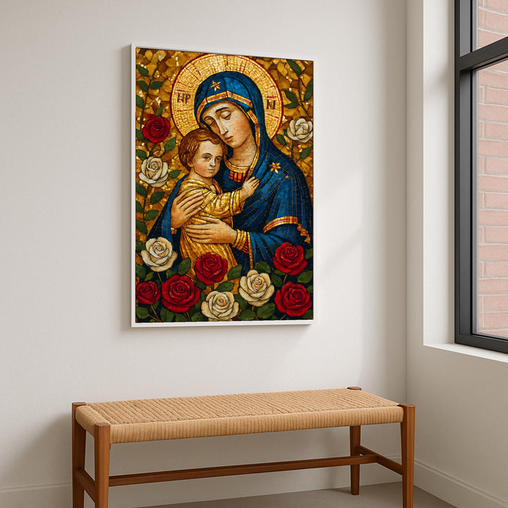 Traditional icon style art for home altar or living room