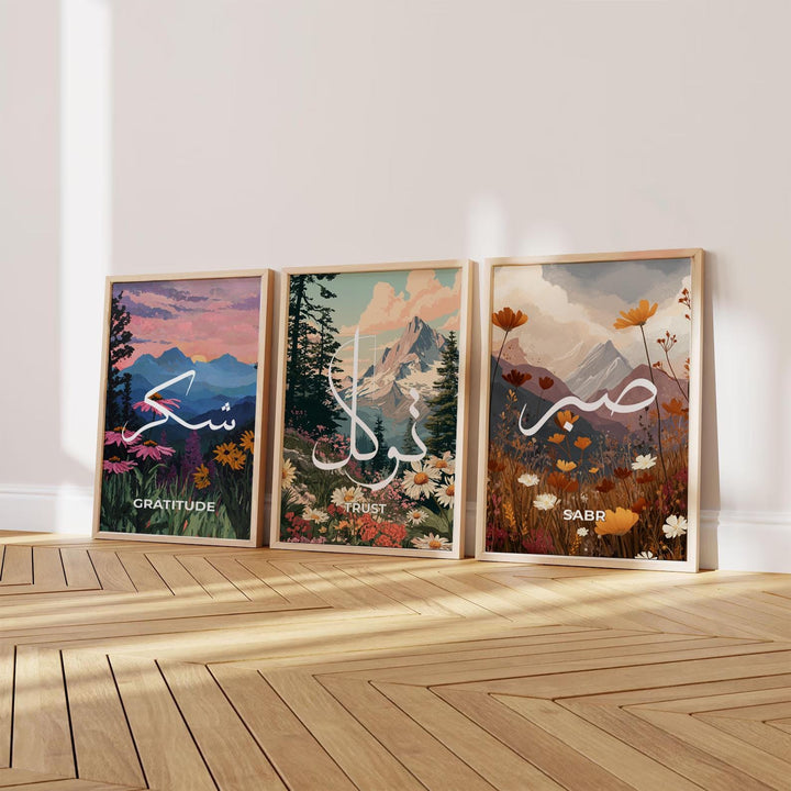 Detail shot highlighting calligraphic-inspired linework within the floral motif