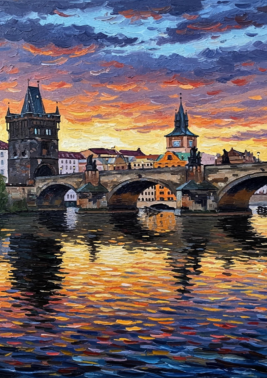 Premium gallery-ready canvas wall art of Prague sunset