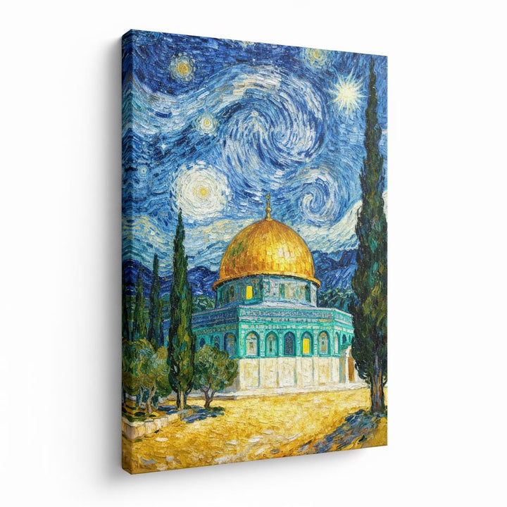 Warm-toned wall art print of the Dome of the Rock in Palestine