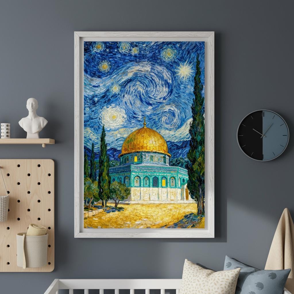 Starry night sky over Dome of the Rock in Jerusalem