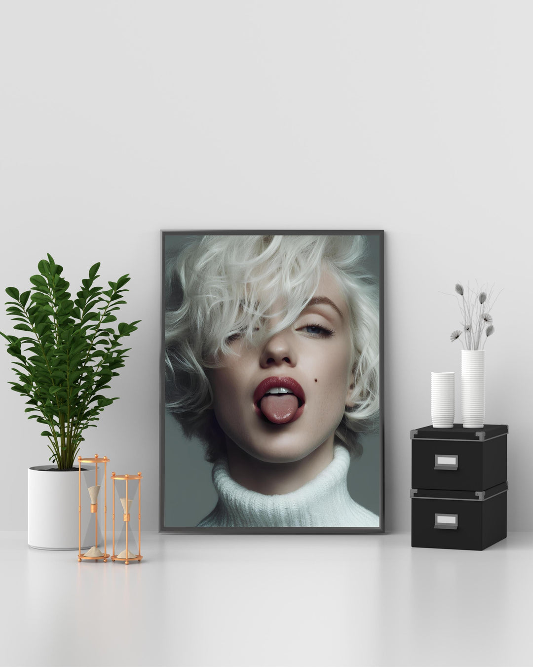 Bold Marilyn Monroe artwork in pop art colors for living room decor