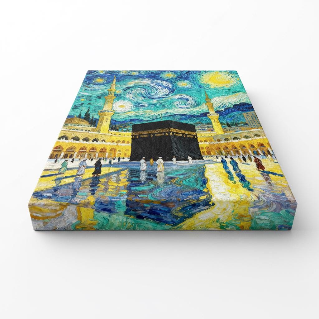 Modern Islamic wall decor inspired by Holy Kaaba and stars
