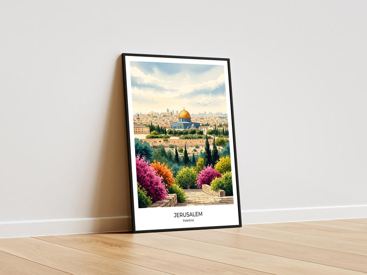 abstract islamic art print with warm tones and architectural motifs