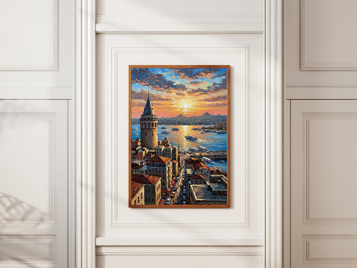 Istanbul cityscape wall art featuring Galata Tower on canvas
