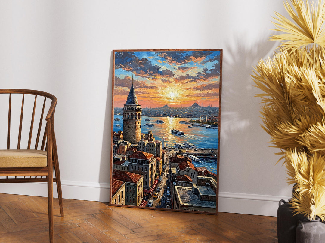 Detail of warm tones and oil painting-like finish in Galata Tower piece