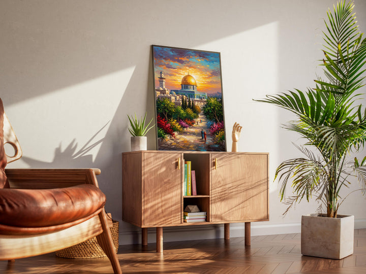 Texture-rich wall art print with architectural details and soft color palette