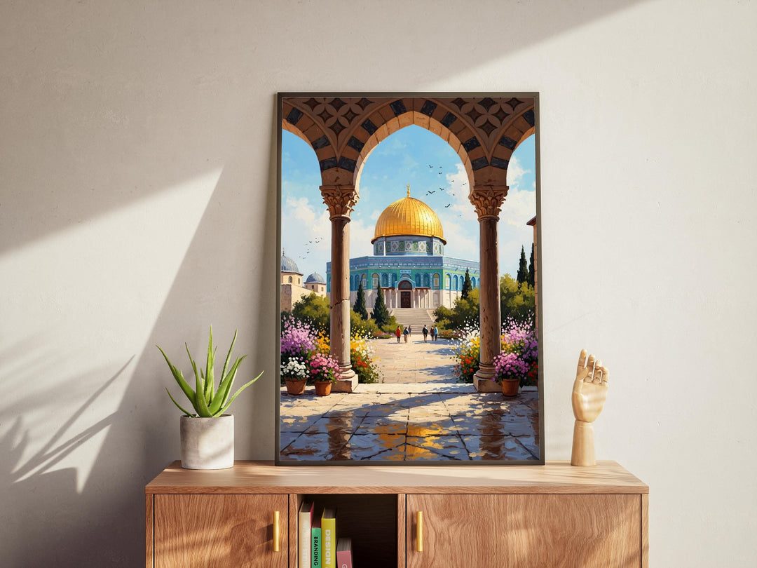 Vibrant dusk tones highlight sacred dome against city skyline
