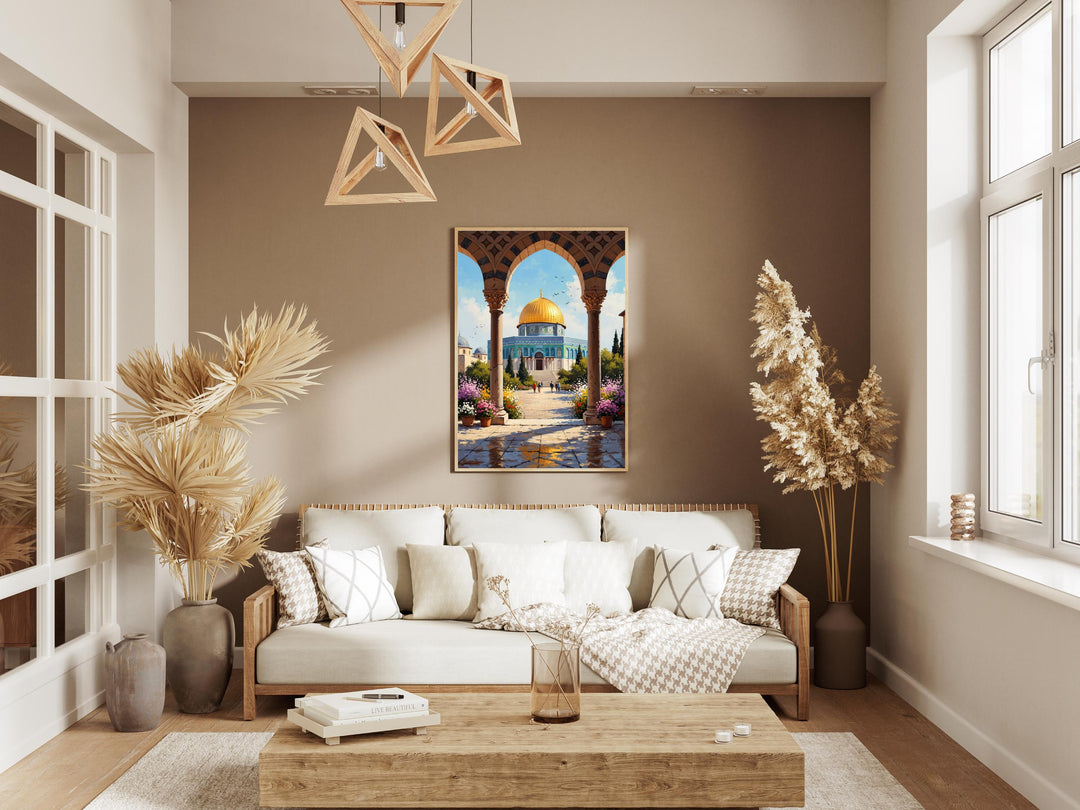 Ready-to-hang canvas featuring iconic Islamic architectural motif