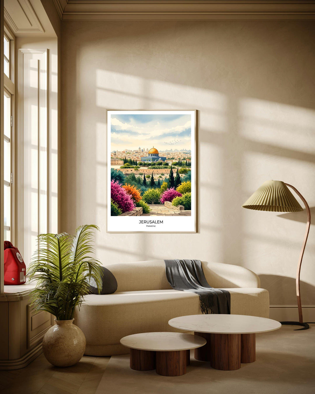travel poster style islamic wall art featuring sacred architecture