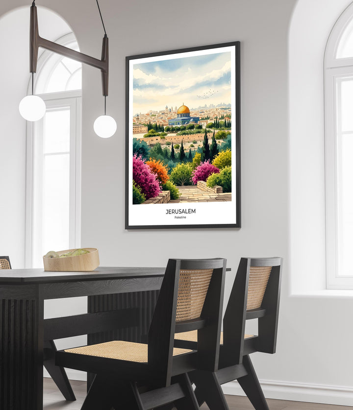 muted palette print of dome of the rock for home decor