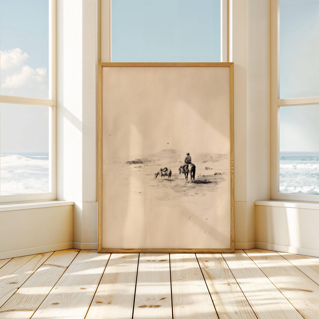 Classic western wall art with brown and sepia hues
