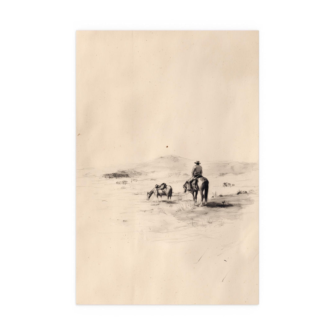 Hand-drawn horse portrait in vintage style for study walls