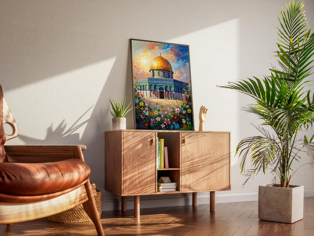 Close-up of canvas texture and rich color in wall art