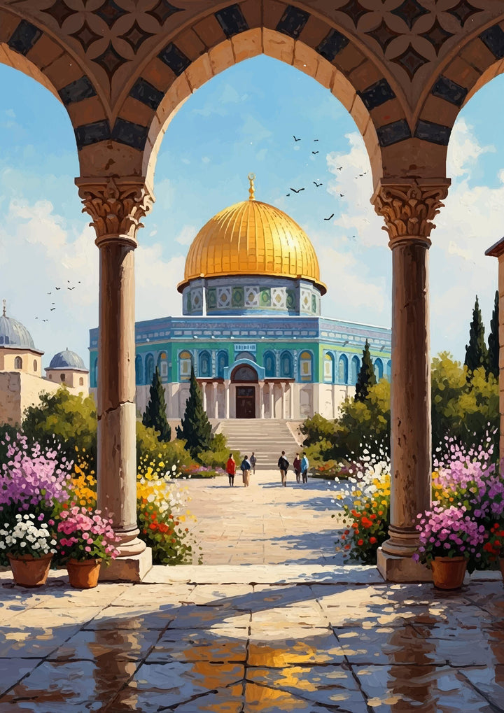 Ornate wall decor inspired by Jerusalem landmarks and faith