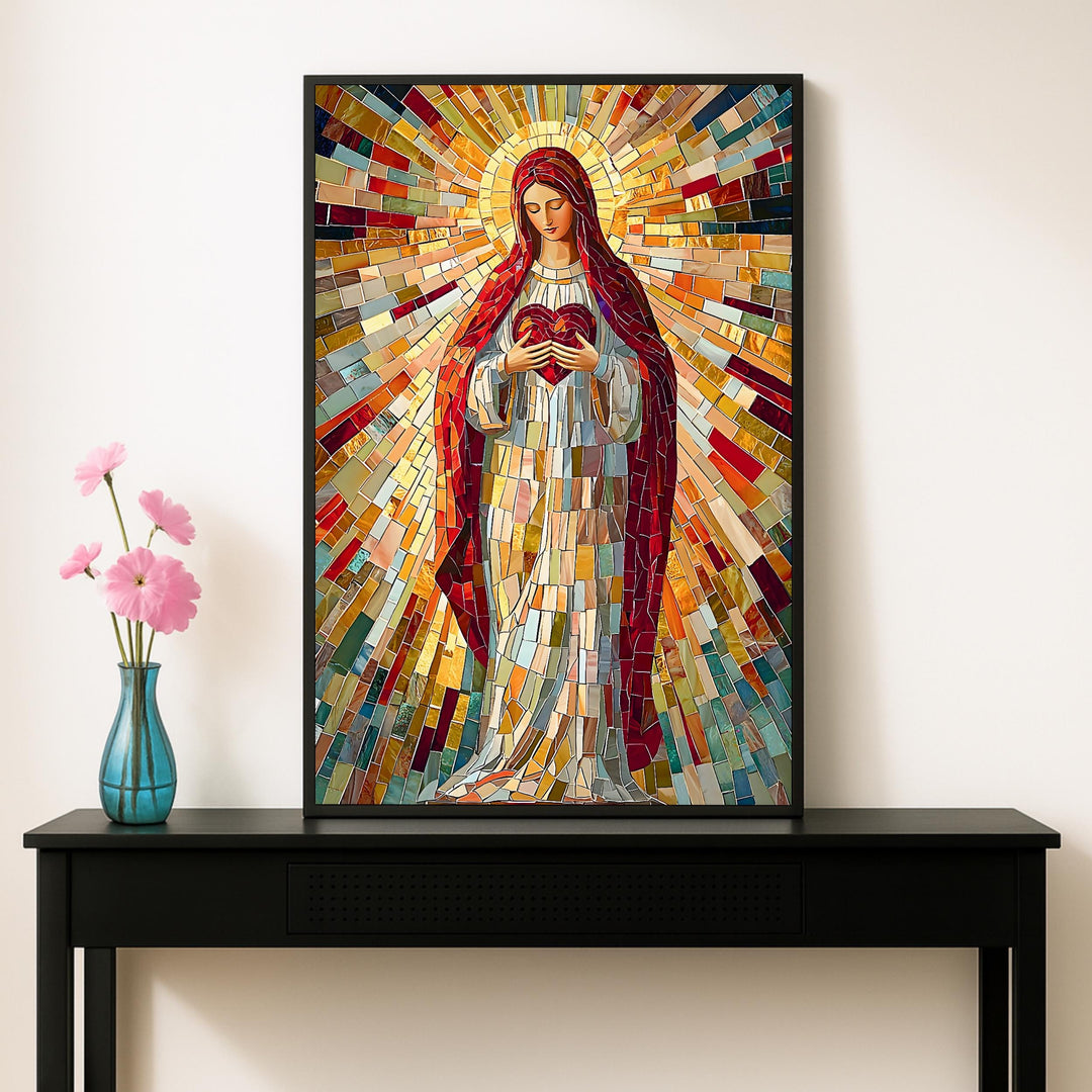 premium archival paper print of virgin mary mosaic art with fade-resistant inks