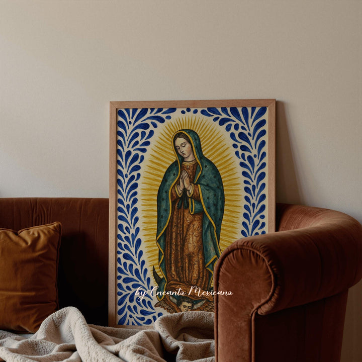 religious Mexican wall art with ornate floral patterns