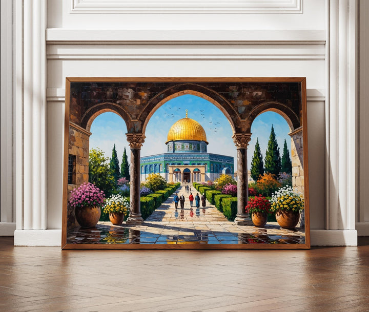Jerusalem Al Aqsa textured oil paint wall art print full view
