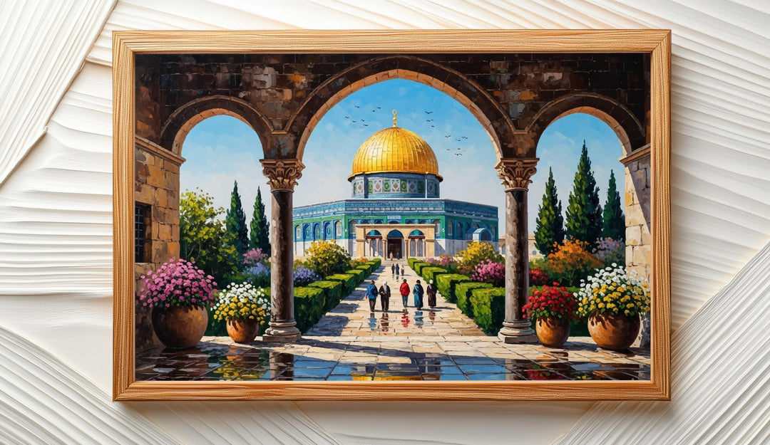 Framable wall art Jerusalem Al Aqsa textured oil finish