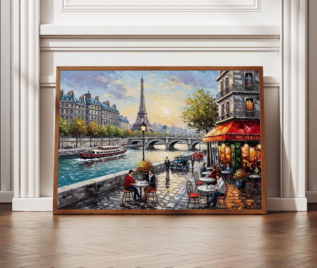 romantic eiffel tower textured oil painting on canvas close-up view