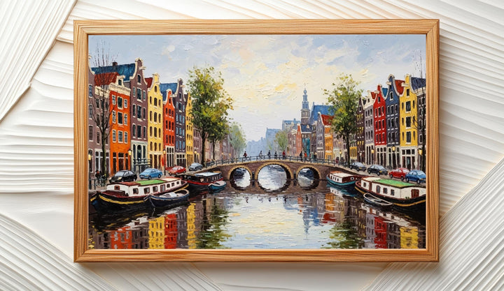 Modern decor piece featuring iconic Dutch canal architecture