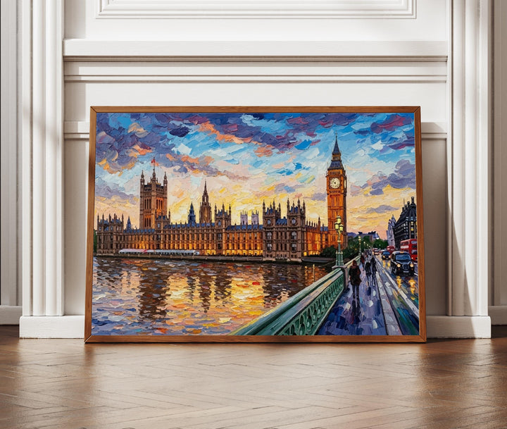 London Big Ben clock tower wall art with oil paint texture