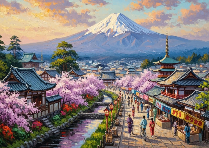 Premium canvas wall art of Kyoto Mount Fuji landscape