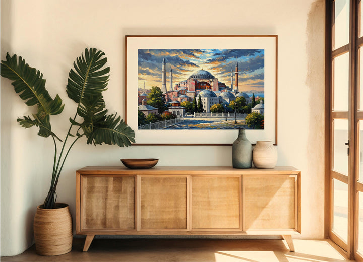 Detailed Hagia Sophia silhouette with soft lighting