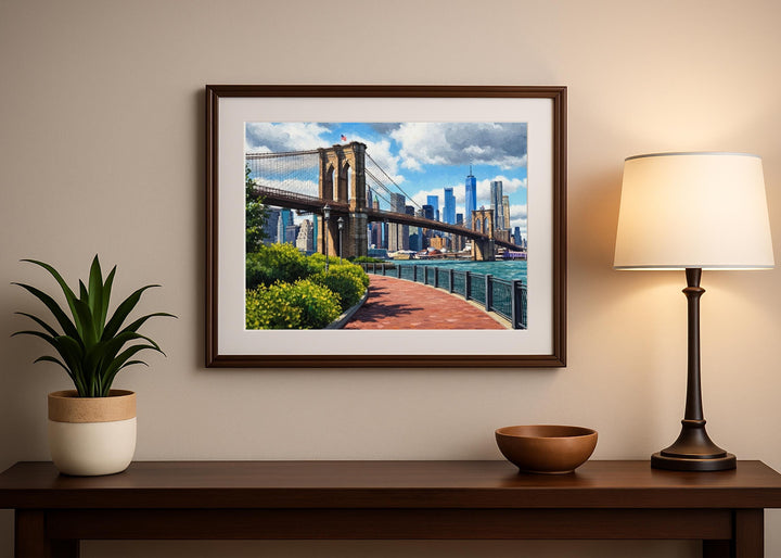 New York City skyline artwork with brushstroke texture on canvas