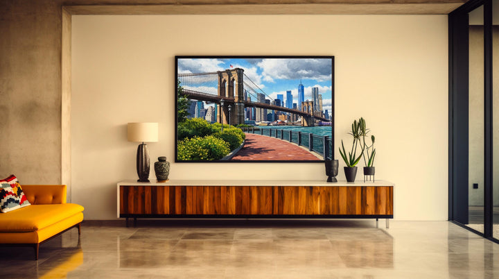 Urban cityscape wall art NYC skyline in oil painting texture