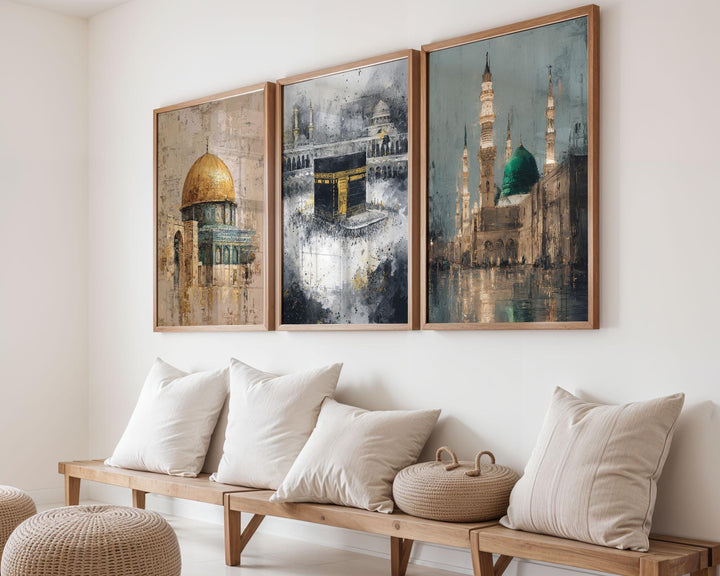 Mecca panel with Kaaba motif and soft desert-inspired palette