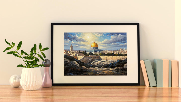 Abstract Islamic art composition inspired by Jerusalem landmarks