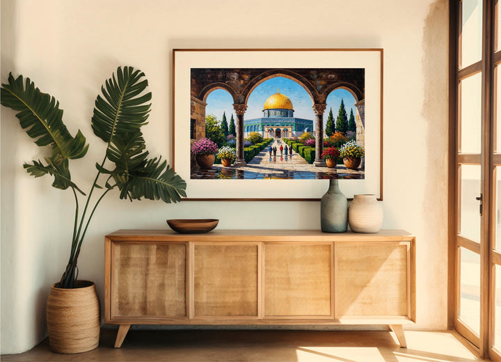 High-quality archival print Jerusalem Al Aqsa oil texture