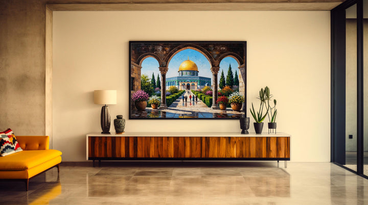 Close-up of oil paint texture on Jerusalem Al Aqsa print